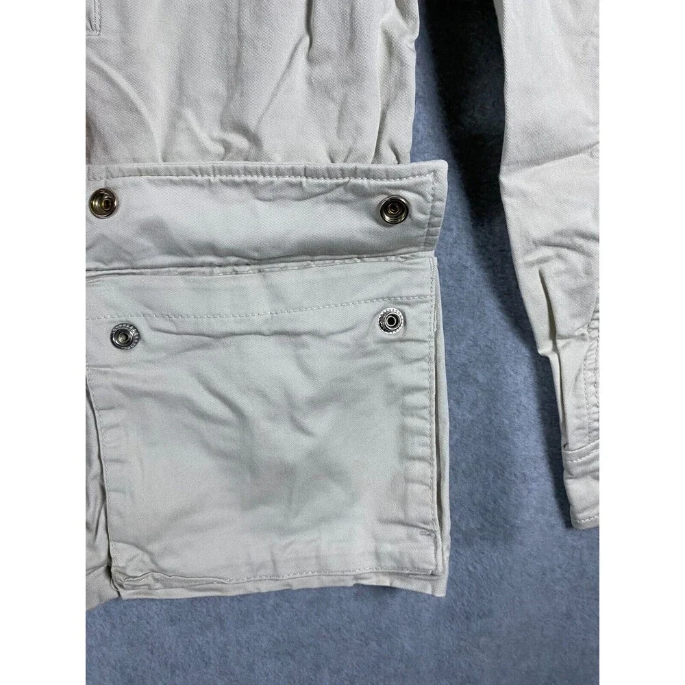 Gap Field Jacket Women's XS Beige Cotton Full Zip Cinched Waist‎ Utility Hooded